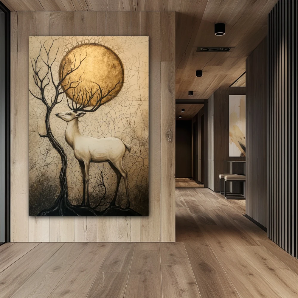 Wall Art titled: Golden Roots in a Vertical format with: and Golden Colors; Decoration the Hallway wall