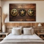 Wall Art titled: My 3 Stars in a Horizontal format with: Golden, Brown, and Black Colors; Decoration the Bedroom wall