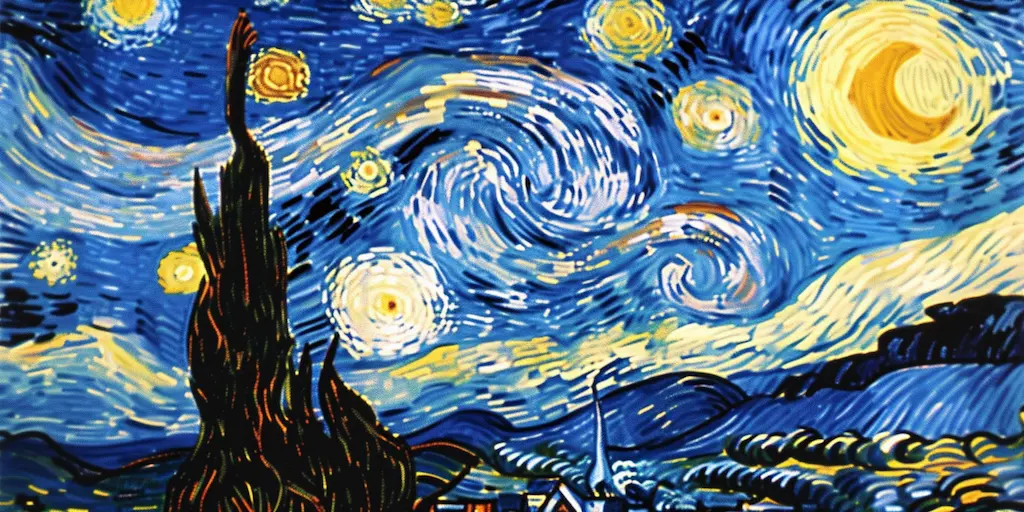 Representación Artistica de La Noche Estrellada - Vincent Van Gogh