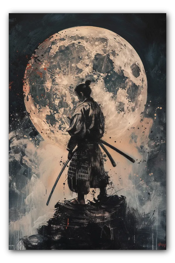 Cuadro titulado: Luna de Sangre Samurai