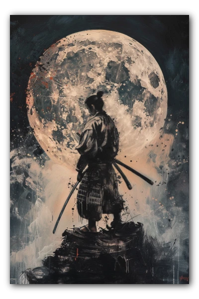 Cuadro Titulado: Luna de Sangre Samurai