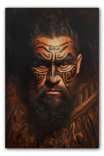 Cuadro Retrato de guerrero Maorí