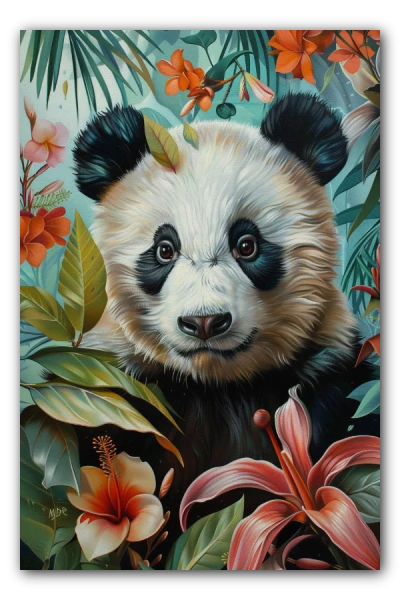 Cuadro Titulado: Tropical Panda Charm