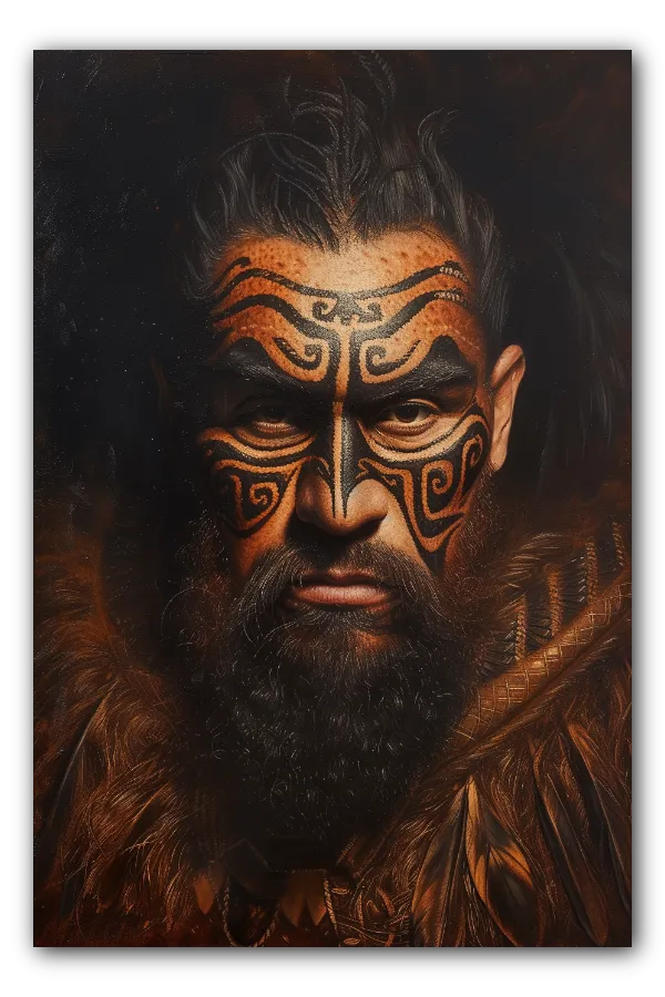 Cuadro titulado: Retrato de guerrero Maorí