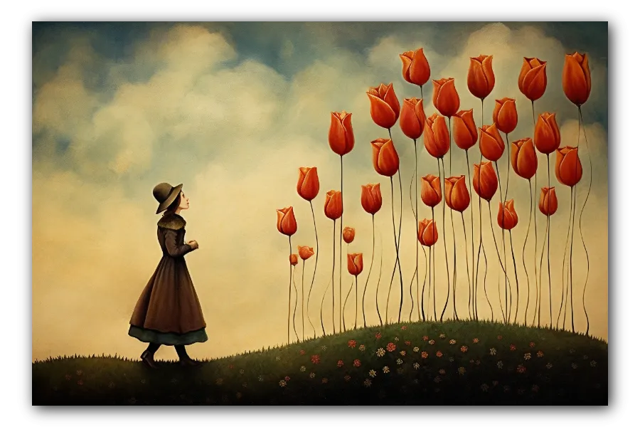 Cuadro titulado: Soñar entre tulipanes